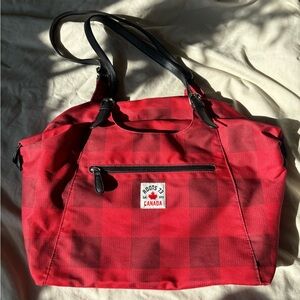 Roots Buffalo Plaid Weekender Bag